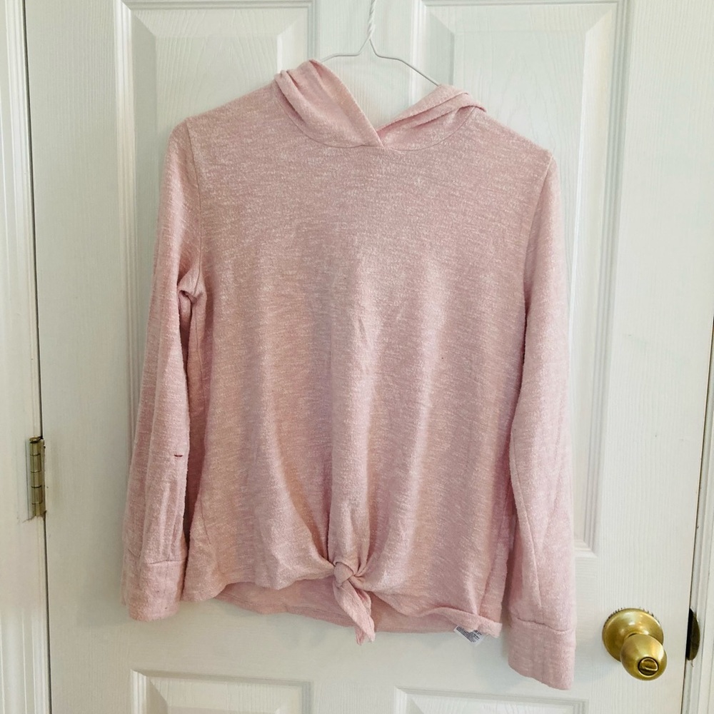 Pink hoodie with tie